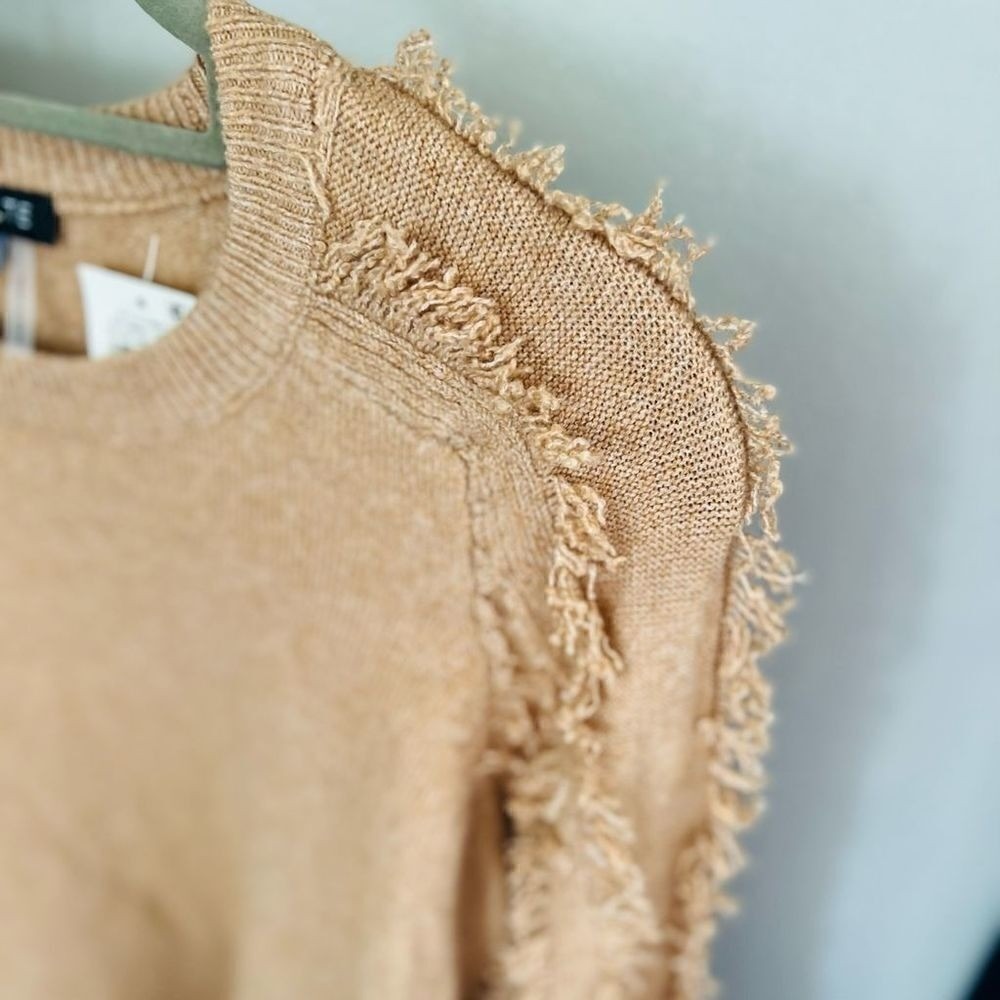1.STATE Fringe Sleeve Sweater Top, Size Small (4-6), Tan, Wild Oak, Cozy, NWT - Picture 6 of 11